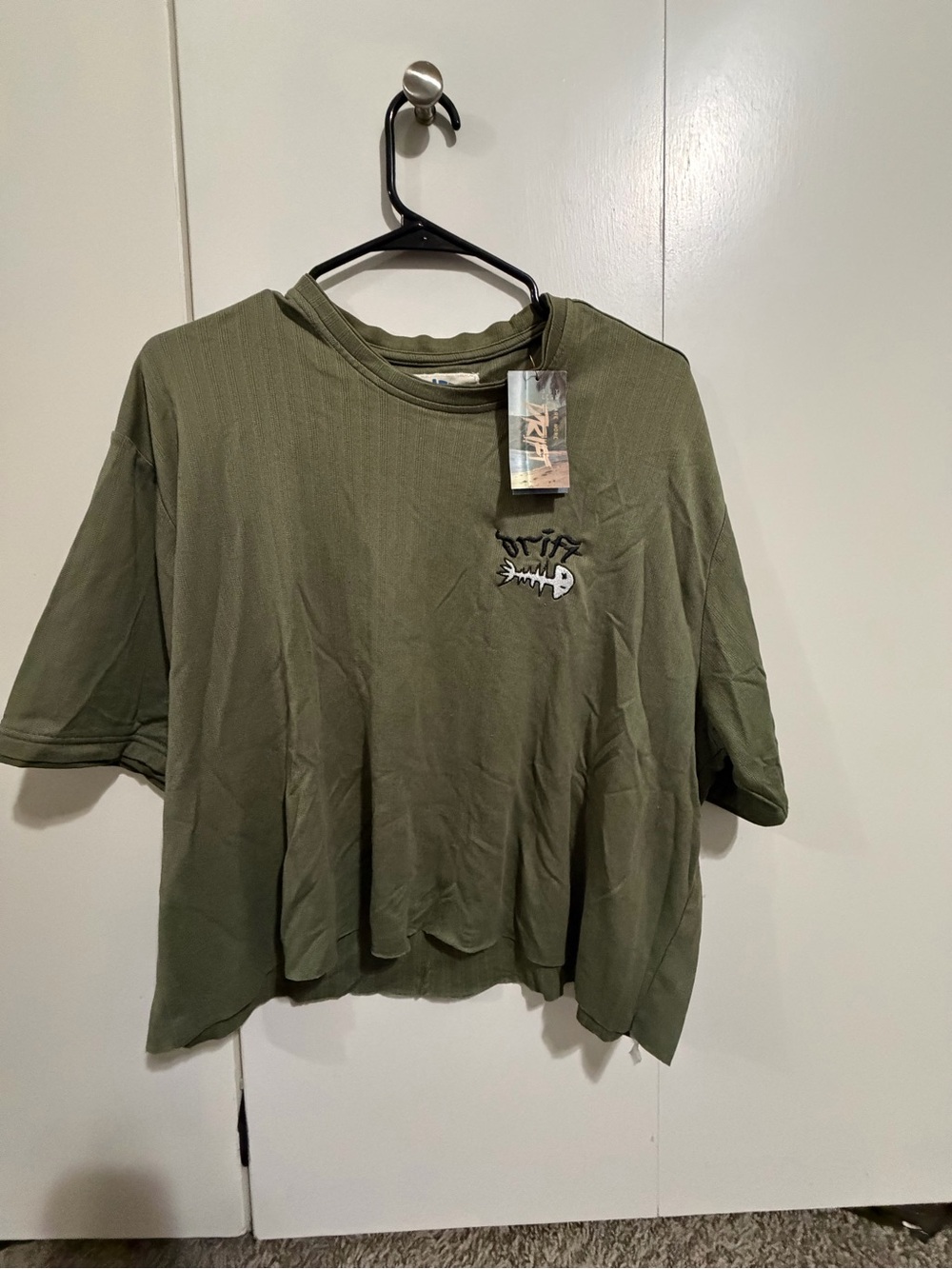 Olive Green Cropped Graphic Tee